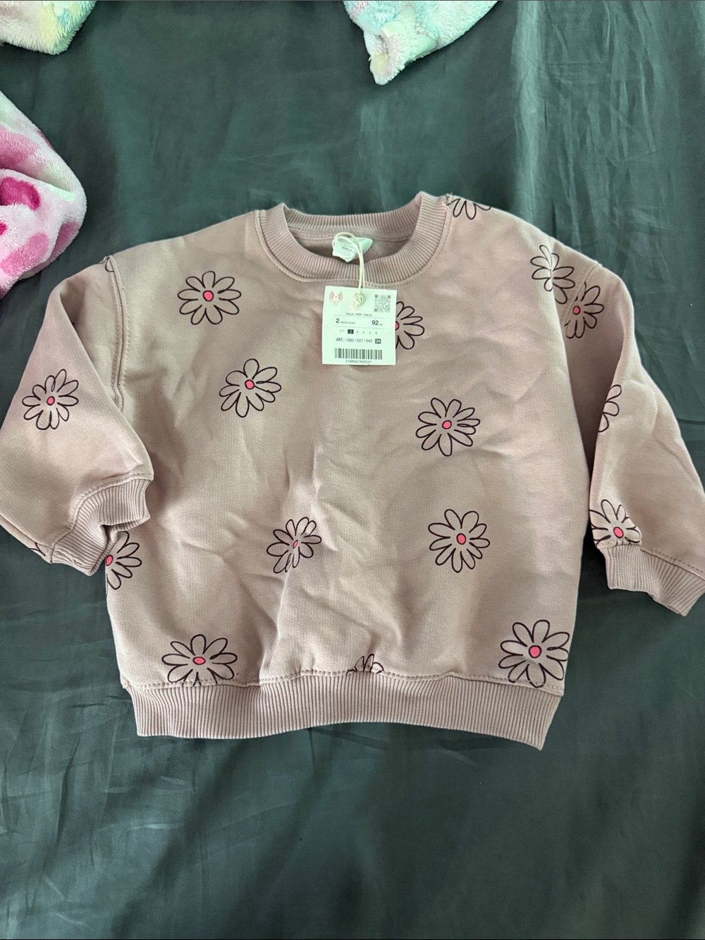 Zara Mauve Crewneck Sweatshirt with Daisy Print